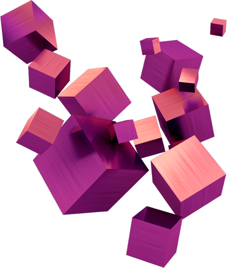 Cubos rosas en 3D